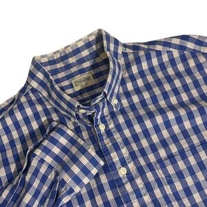 Vintage Gitman Bros Blue Orange Check Long Sleeve Button‎ Dress Shirt Mens XXL